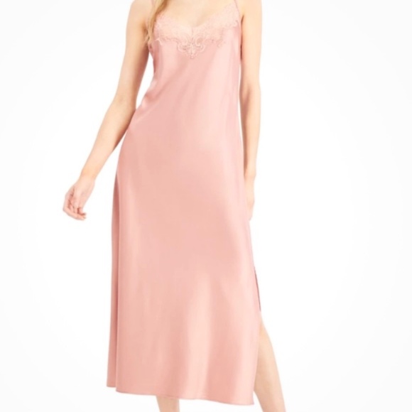 Soma Sensual Lace Trim Slip Dress Nightgown Sz L Ash-Rose - Picture 1 of 10